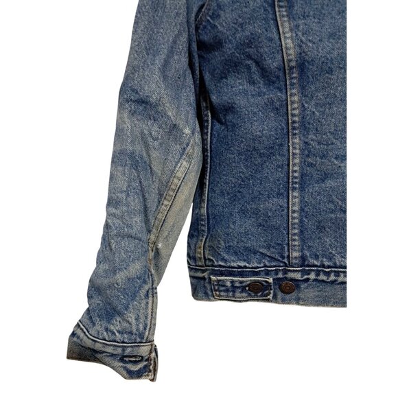 Levis Trucker Jacket Mens 40 Vintage Distressed Blanket Lined Blue Jean Denim Bu - Picture 12 of 16